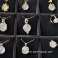 Icy White Jadeite Jade 18K Solid Gold Pendant